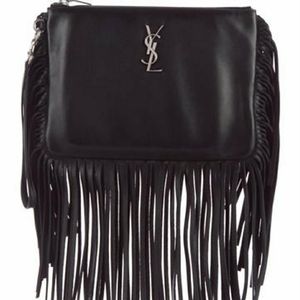 YSL Monogram Leather Fringe Wristlet